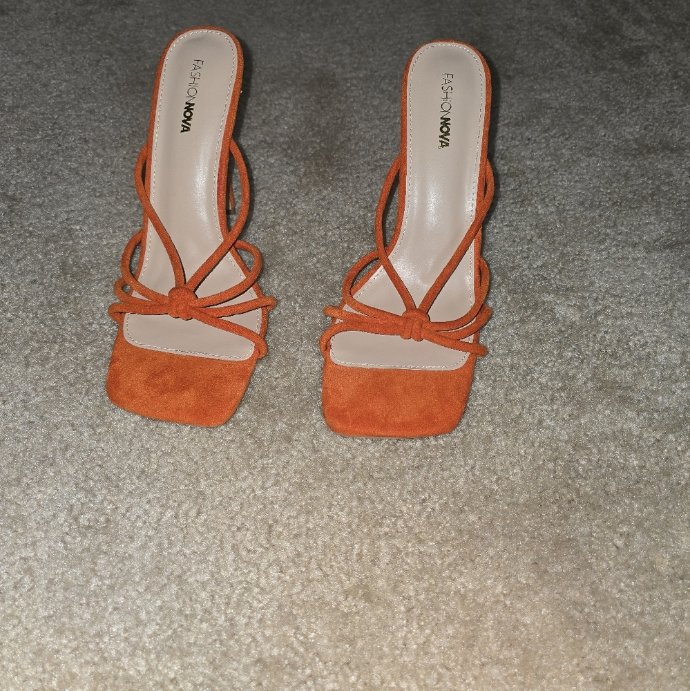 Fashion Nova Women's Orange Strappy Sandals
